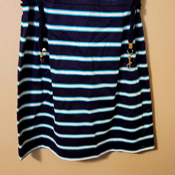 Tommy Hilfiger Sleeveless Fitted Dress, Size 12, Striped Nautical with cord belt - Picture 3 of 8